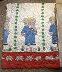 RARE Vintage 80s Babar King Of The Elephants & Friends Comforter L. DE. BRUNHOFF - Picture 1 of 9