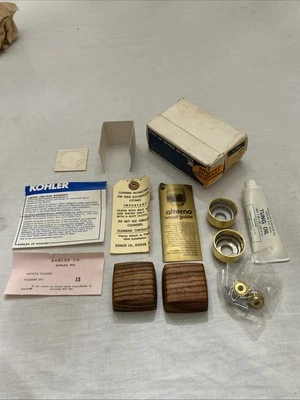 NOS Kohler Alterna Zebrawood Faucet Handles Brushed 24-Carat Gold K-9640 RARE! - Image 1 of 4