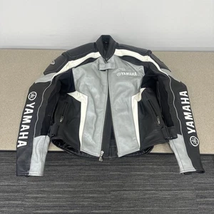 Yamaha Hein Gericke Leather Armored Motorcycle Jacket Size 40 Black Silver - Picture 1 of 15