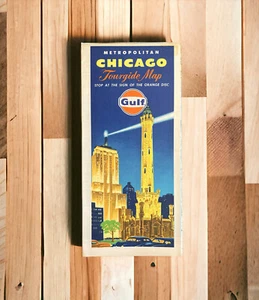 1974 Chicago Metropolitan Road Map Gulf Water Tower Downtown Streets - Picture 1 of 6