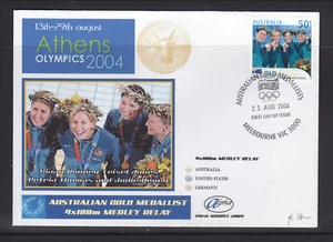 SOUVENIR COVER: 2004 ATHENS OLYMPICS GOLD MEDALIST, 4 X 100m MEDLEY RELAY - Foto 1 di 1