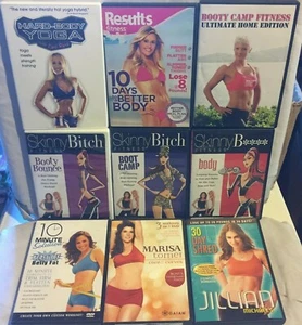 9 Boot Camp workout DVD lot Hard Body Yoga like results fitness Jillian Michaels - Imagen 1 de 11