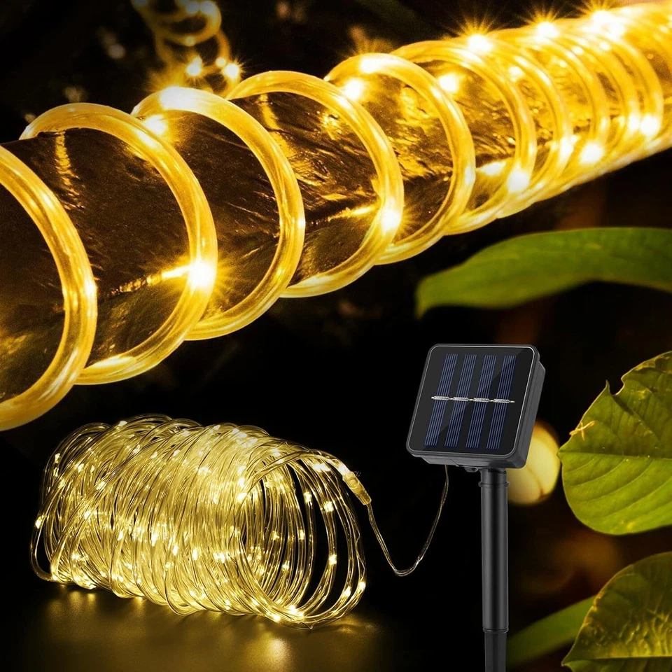 Solar 50/100LED Powered Rope Fairy String Lights Twinkle Outdoor Garden Xmas - Image 1 of 4