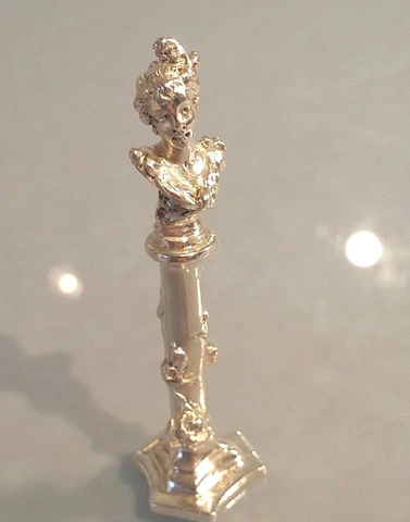 1913 Dutch Art Nouveau silver wax seal stand a lady bust B H Muller Cover