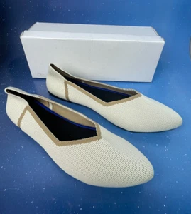 Damen-Slipper spitz zulaufend beige Freizeit Strick US 8 Modell 6901 - Bild 1 von 11