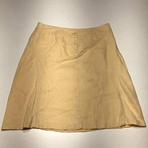 Hillard & Hanson Skirt Womens Size 6 Yellow 100% Linen A-Line Knee Length  - Picture 1 of 12