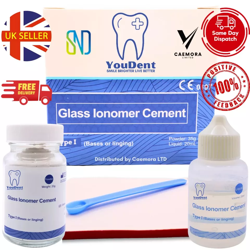 GLASS IONOMER CEMENT Permanent Tooth Filling Kit 35 grams, Lost Fillings, Loose Caps, 2X More
