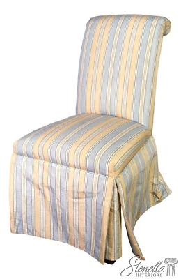 F52817EC: Striped Upholstered Slipper Chair - Image 1 of 4