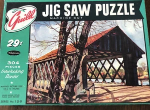 Vtg Covered Bridge Puzzle 304Pc Old Lattice Style Nostalgic Challenging Complete - Picture 1 of 12
