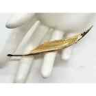 Vintage 12k Gold EP Feather Leaf Lapel Pin Brooch Thin Textured Mid Century