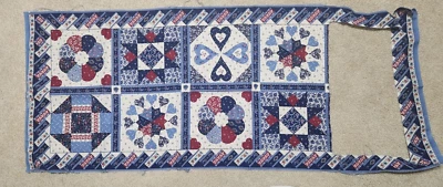 Vintage Spring Industries, Inc - blue - quilt Panel - CUT - 8 small squares 6548 - Image 1 of 4