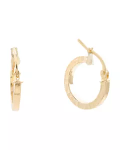 MILOR GOLD Made In Italy 14k Gold Greek 0.75 In Hoop Earrings - Picture 1 of 2