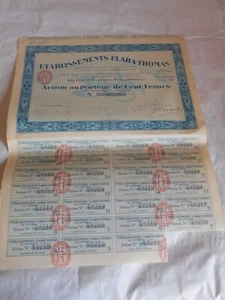 Certificado de acciones vintage acciones Flaba-Thomas equipo agrícola 1925 - Imagen 1 de 4