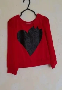 Girls Kidtopia long sleeved shirt  Red w big black heart & Sewn on Bow sz 4T  - Picture 1 of 4