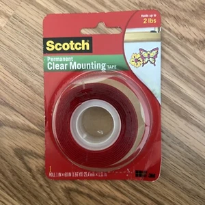 Double-Sided Mounting Tape, Industrial Strength, 1 x 60, Clear/Red Liner,No 4010 - Picture 1 of 3
