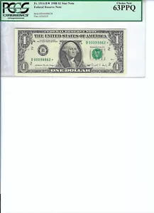 1988 $1 FRN FR1914-B* PCGS 63 PPQ, New York * Note S/N B00098862*!!! - Picture 1 of 2