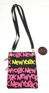 Bolso de hombro Robin Ruth New York Grafiti negro con rosa amarillo neón nuevo con etiquetas - Imagen 1 de 4