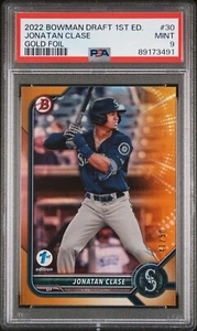 2022 Bowman Draft Jonatan Clase Gold Foil /50 1st Edition PSA 9 Rookie Toronto - Picture 1 of 2