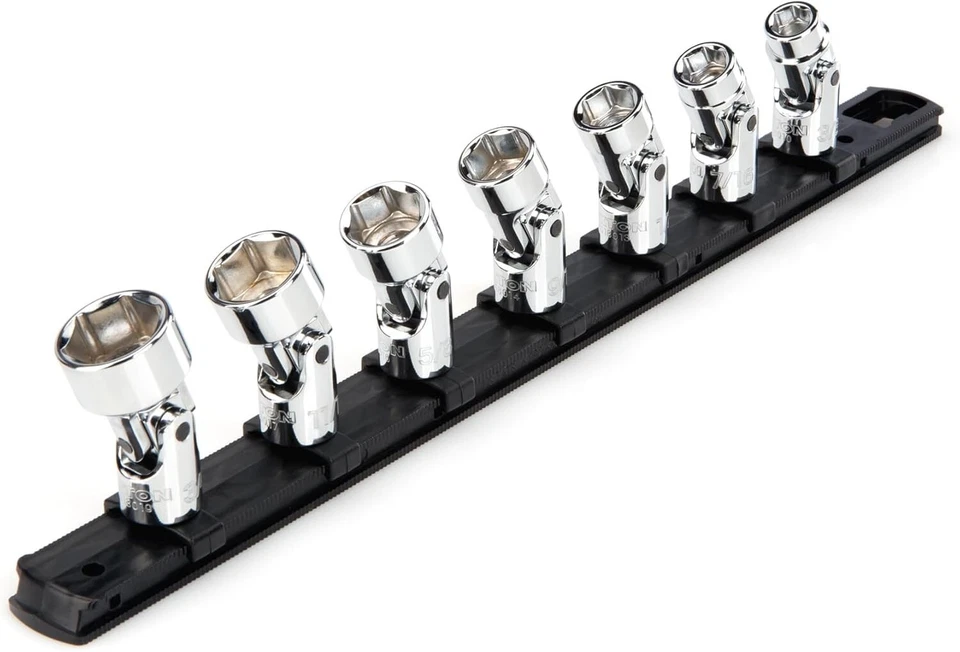 3/8 Inch Drive 6-Point Universal Joint Socket Set with Rail, 7-Pc. 3/8-3/4 inch - Image 1 of 4