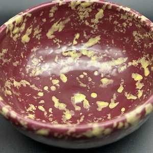 Vtg Kentucky Bybee BB Clay Primitive Pottery Burgundy Spongeware Cereal Bowl 6” - Picture 1 of 15
