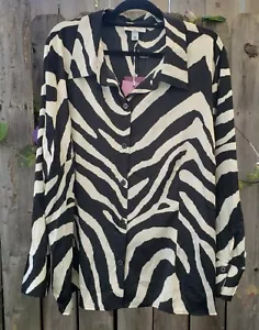 NWT Sergio Hudson Target size 4x button up shirt black white zebra print career - Picture 1 of 10