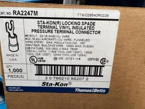 Carrete de cinta de milar T&B ABB RA2247M VINILO ROJO 22-18awg #8 HORQUILLA DE BLOQUEO 1000 piezas - Imagen 1 de 1