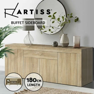 180cm 4 Doors Cupboard Buffet Sideboard Cabinet Solid Ample storage Modern Wood - Picture 1 of 8