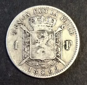 Belgique - Léopold II - Rare Monnaie de 1 Franc 1869 FR - date plus rare - Bild 1 von 2
