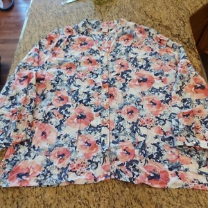Camisa para mujer Allison Daley manga larga abotonada talla 1X floral 100 % rayo - Imagen 1 de 17