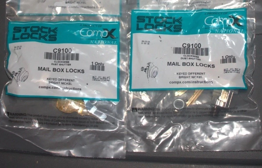 2 packs (6 Keys)  COMPX NATIONAL C9100 USPS 1172C Mail Box Lock w/ 3 Keys NEW - Image 1 of 4
