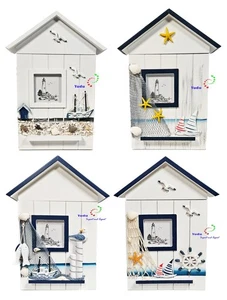 Maritim Schlüsselkasten Schlüsselschrank mit Bilderrahmen und 6 Haken - Bild 1 von 29