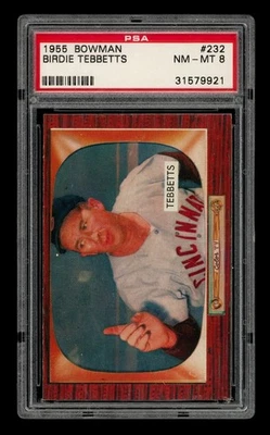 1955 Bowman Set-Break #232 Birdie Tebbetts PSA 8 QUASE PERFEITO-PERFEITO - Imagem 1 de 3
