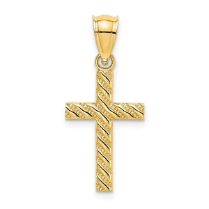 10k Gelbgold Perlen und poliertes Kreuz Charm Anhänger 0,6gm L-22,3 mm - Bild 1 von 4