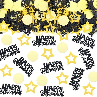100PCS Happy Retirement Star Table Decorations - Black Gold Confetti - Image 1 of 4