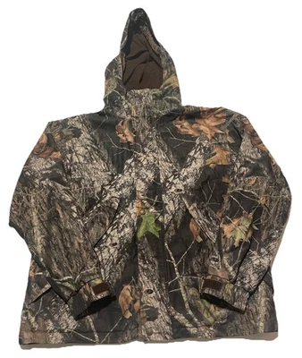 Cabelas Jacket Mens Large Camouflage Mossy Oak Break-Up Hooded Dry-Plus Hunting - Image 1 of 4