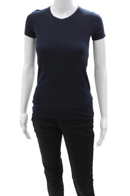 J Crew Womens Basic Dark Blue Crew Neck Cotton T-Shirt Short Sleeve Size 2XS - Image 1 of 4