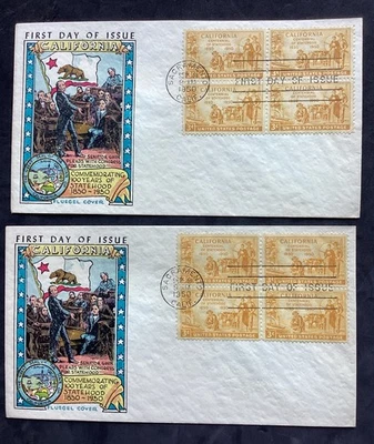 1 FLUEGEL PLATE BLOCK FDC 100 YEARS STATEHOOD CALIFORNIA 1950 SACRAMENTO - Image 1 of 3