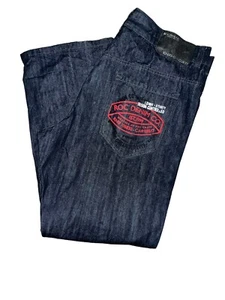 Rocawear Baggy Jeans Mens 42x33 Blue Dark Wash Wide Leg Hip Hop Y2K Grunge RARE - Picture 1 of 7