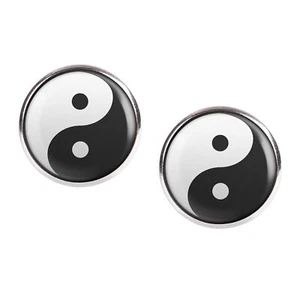 Mylery Ohrstecker Paar mit Motiv Yin Yang Schwarz Weiß Taiji silber verschiedene - Picture 1 of 6