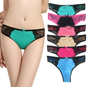 6 Pcs Lot Women's Sexy Lace Low Waist Thongs Panties G-string Underwear Lingerie - Picture 1 of 12