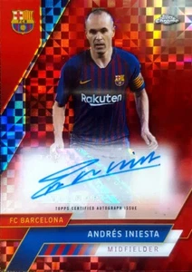 ANDRES INIESTA TOPPS CHROME F.C. BARCELONA RED X-FRACTOR 2/5 SIGNED AUTOGRAPHED - Zdjęcie 1 z 2