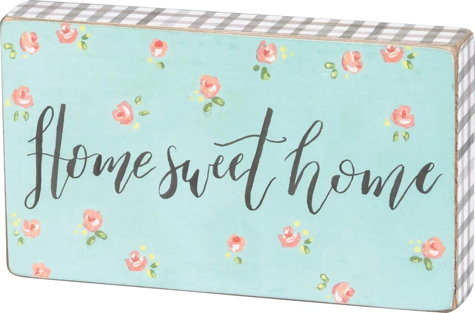 Primitives by Kathy Block Sign Home Sweet Home Tier Tray Decor Floral Cottage - Image 1 of 1