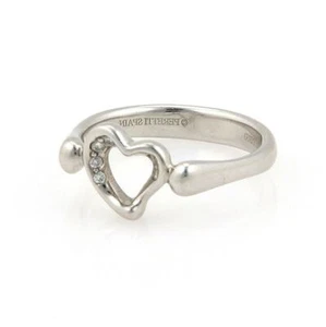 Tiffany & Co. Peretti Platinum Diamond Open Heart Ring - Size 5 - Picture 1 of 4