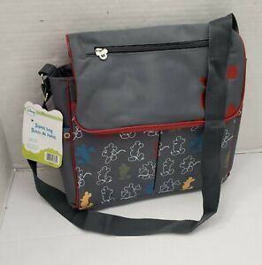 New Disney Mickey Mouse Compact Messenger Baby Diaper Bag Bottle Adjust Pad