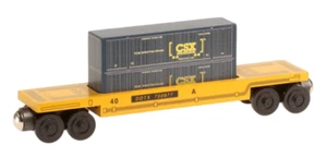 COCHE INTERMODAL DOBLE PILA Whittle Shortline Railroad CSX de madera azul - Imagen 1 de 1