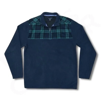 Brooks Brothers Jacket Men's Small Navy Blue Plaid Lined Quarter Zip Collared - Image 1 of 4