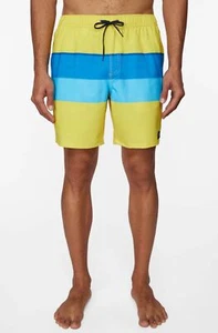 ONeill Hombres Bañadores XL Amarillo y Azul Rayas BoardShorts Traje de Baño Sostenible - Imagen 1 de 11