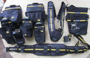 Tool Belt, Suspenders with 5 Pouches, Tough Built 16-piece set pre-owned - Picture 1 of 17
