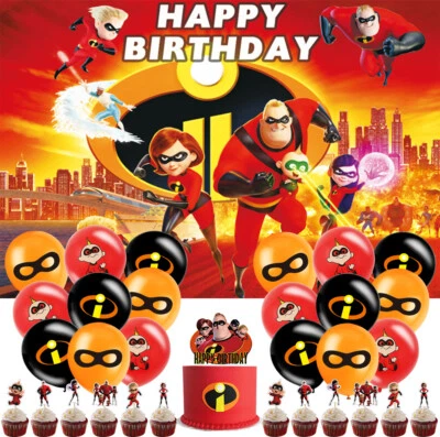 The Incredibles Birthday Decor Party Supplies  Set Balloons Cake Topper Banner - Image 1 of 4