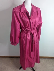 Vintage Hot Pink Softshell Rain Trench Coat Jacket Womens Size 10 Medium  - Picture 1 of 4